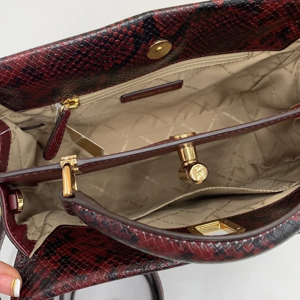 MICHAEL KORS PENELOPE MEDIUM TOP HANDLE SATCHEL MERLOT MULTI COLOR - Picture 12 of 16